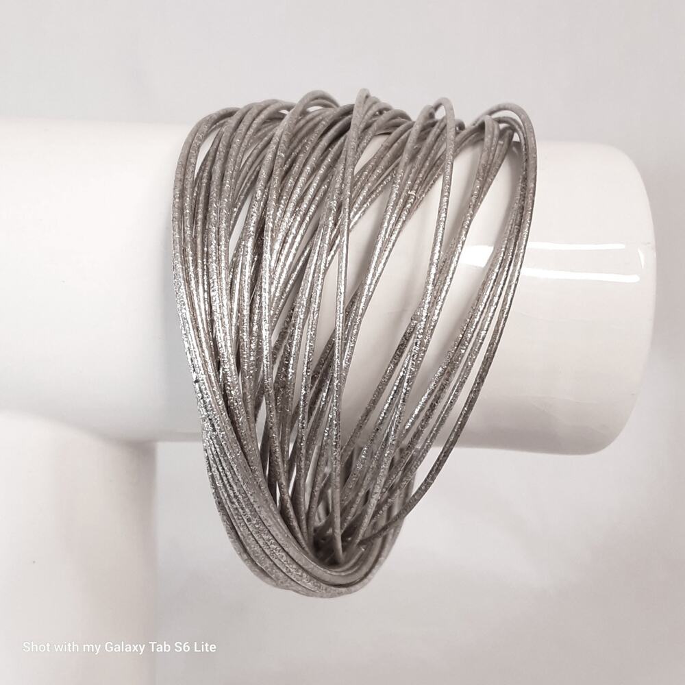 💎Chunky Bracelet 48 Silver Tone Ultra Thin Intertwined Bangles